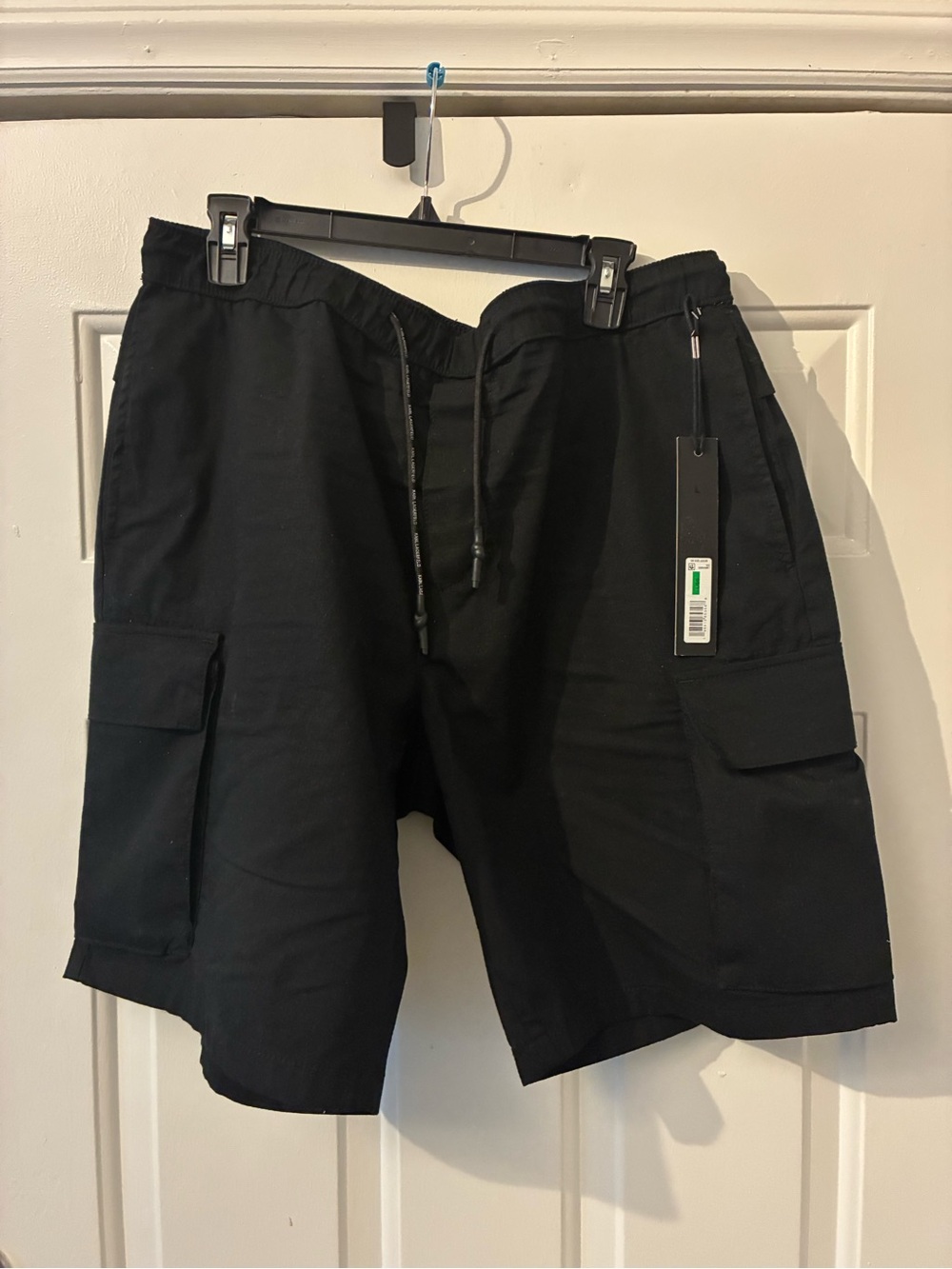 Karl Lagerfeld Black Men's Cargo Drawstring Shorts